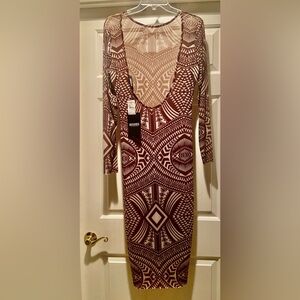 Misguided Mesh Monochrome Black Midi Dress.